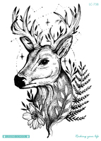 Tatouage de licorne temporaire imperméable, sexy, pour femmes et hommes, horloge, hommes, résille, design poitrine, bras