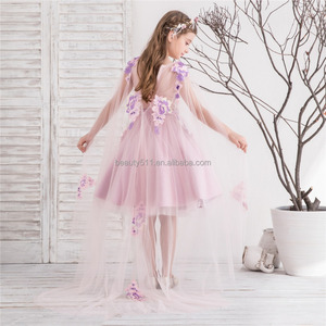 Vestido de Niña de las Flores Estilo Princesa, Vestido de Gala con Cola de Catedral, Vestido Infantil para Niñas Pequeñas, Vestidos de Niña de las Flores - Product Image 3