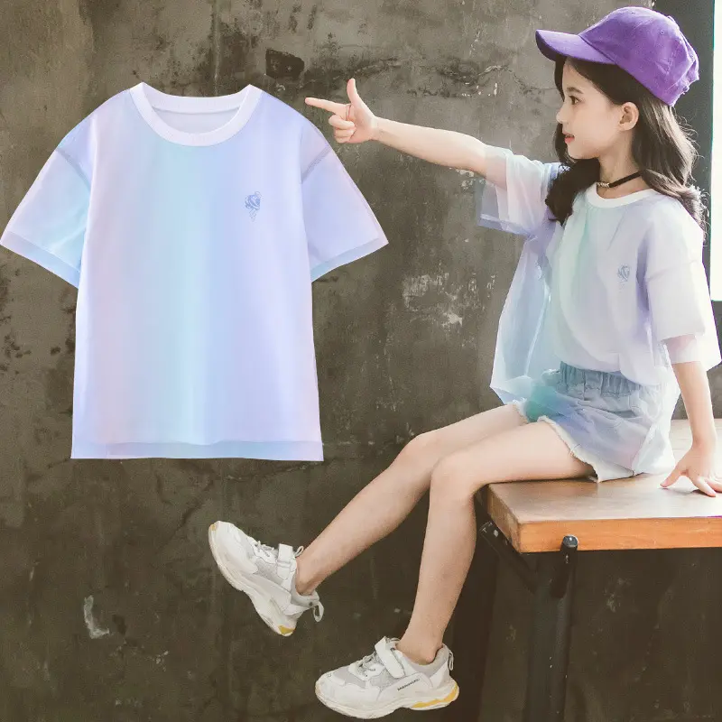 उच्च गुणवत्ता वाले बच्चों को लड़कियों लघु आस्तीन टी शर्ट नई गर्मियों में कोरियाई बच्चों के पहनने आधा आस्तीन गर्मियों में बच्चों
