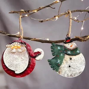 Vintage Christmas Decorations, Santa Claus/snowman Ornaments, Christmas Tree Iron Ornament
