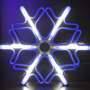 Noel dekoratif LED Neon ışıkları mavi kar tanesi mutlu noel ışıklı ip ışık motifi