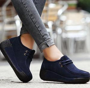 UP-0156D Fashion nappa design ladies winter platform shoes sport slip on wedge shoes women - Product Image 3