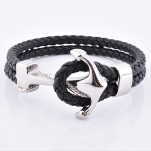 Braccialetto di <span class=keywords><strong>cuoio</strong></span> dell'ancora di fascino all'ingrosso dei monili degli uomini dei braccialetti d'<span class=keywords><strong>argento</strong></span> dell'annata - Product Image 2