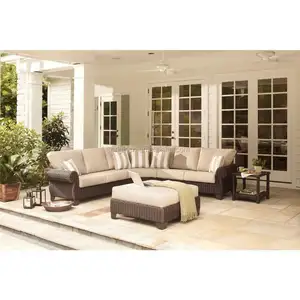 Royal luxury design deep seating rattan sofa set with rolled arms pro garden furniture