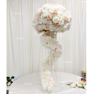 GNW <span class=keywords><strong>CTRA</strong></span>-1705019 Rose en soie blanc Rose fleur couleurs table à manger de mariage centres de table avec support en acrylique - Product Image 1