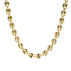 Kustom Emas 24K Perhiasan Stainless Steel Kalung untuk Pria