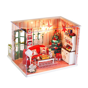 Nouvelle Miniature en bois 3D pour meubles de maison de poupée bricolage jouet de noël assembler Puzzle maisons de poupée pour enfants - Product Image 1