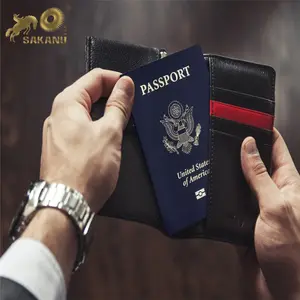 Siyah özel yüksek kaliteli deri pasaport tutucu