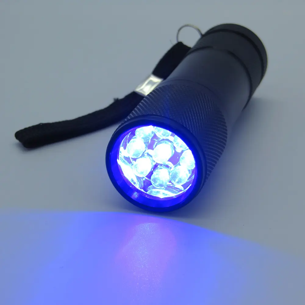 Lampe de poche à 9 LED bleue, Vision nocturne, chasse, pêche, lampe torche