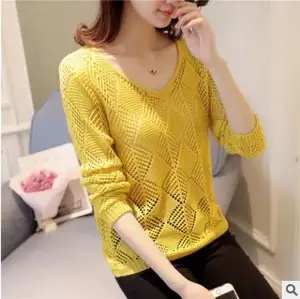 New Tùy Chỉnh Tops Phụ Nữ Cổ Chữ V Thời Trang Áo Len Phụ Nữ Giản Dị Dệt Kim