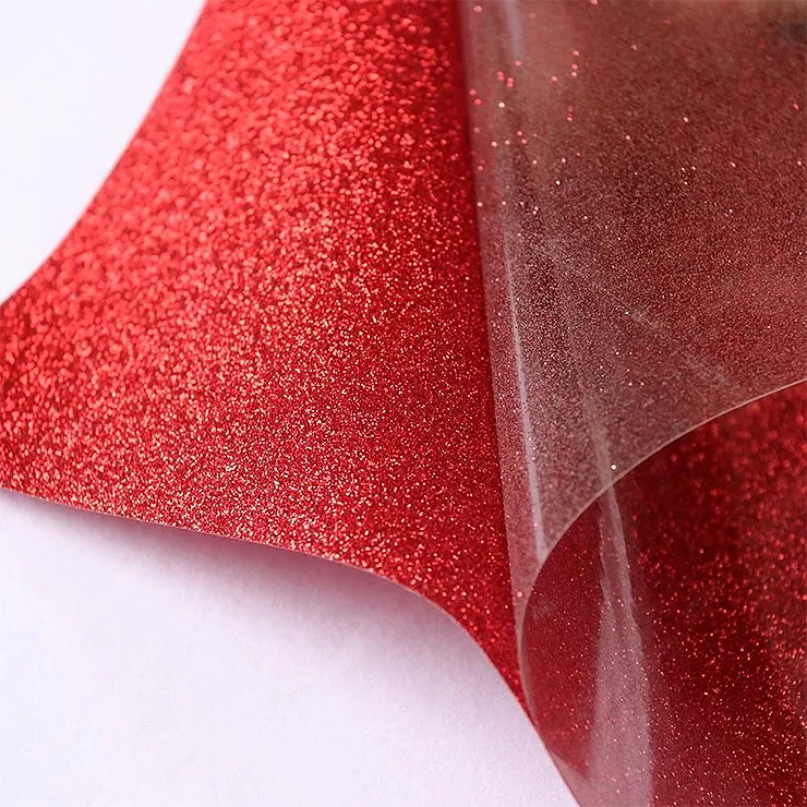 Fabrik rote Farbe selbst klebende metallische PVC-Glitzer folie