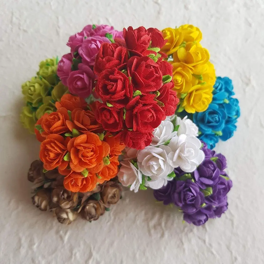 Conjunto de rosas de papel de amoreira artesanal, 100 peças, flores de amoreira, decoração, artesanato, 1.5 cm