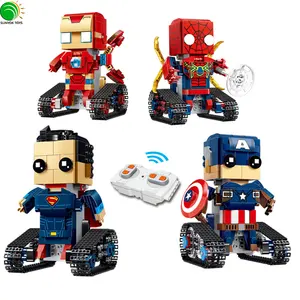 Hot Sales Movie Super Hero With Remote Control Electric Walking Bricks Car Toys Technic Building Blocks