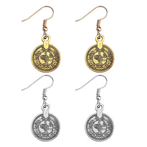 joyería de la vendimia disco redondo pendientes gancho Griego Antiguo Egipto <span class=keywords><strong>romano</strong></span> moneda india gota cuelga los pendientes - Product Image 1