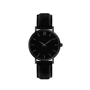 2022 Business Fashion Zwarte Lederen Band Horloge Luxe Horloge Vrouwen Verschillende Kleur Rvs Case Horloges Voor Mannen