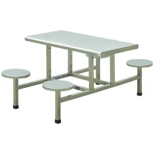Dayanıklı paslanmaz çelik fastfood masa ve sandalye okul ve fabrika için kantin masa seti