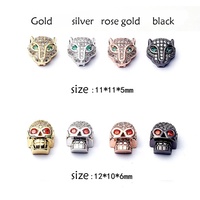 VEROMCA Micro Pave Diamond Crown Skull Head Leopard casque perles accessoires