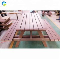 Table de pique-nique d'extérieur en plastique HDPE imitation bois, confortable et tendance, fabriquée sur mesure par Street Furniture Factory