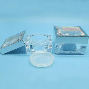30g 50g Square Clear Plastic Loose Powder Jar for Cosmetic with Sifter