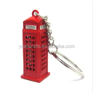 लंदन टेलीफोन बॉक्स चाबी का गुच्छा, ब्रिटिश लाल टेलीफोन बूथ कुंजी अंगूठी, प्यारा स्मारिका
