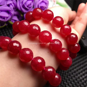 Bracciale con Perle di Corindone <span class=keywords><strong>Rosso</strong></span> Naturale Lucidato 12mm Gioiello in <span class=keywords><strong>Cristallo</strong></span> per Donna Disponibile - Product Image 2