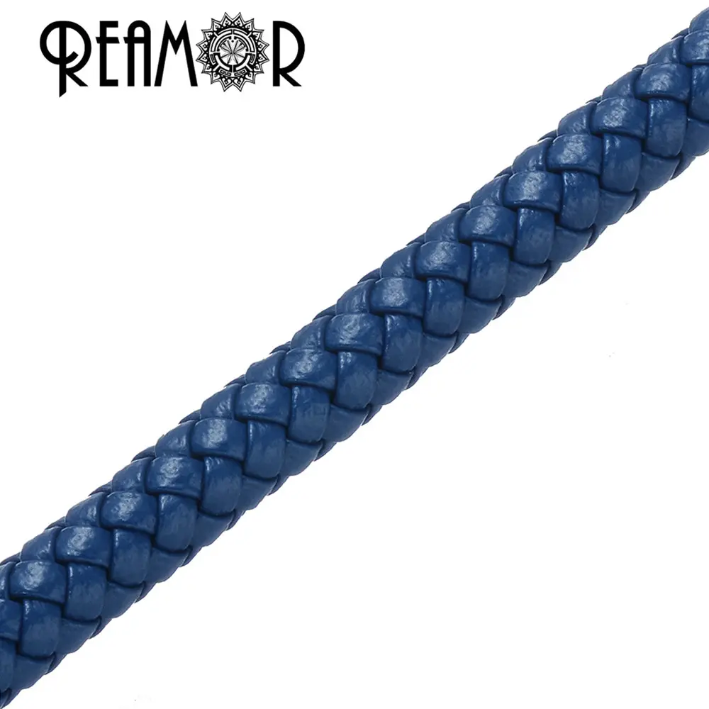 REAMOR 6mm Ronde Gevlochten Lederen Koorden String Touw Armband Bevindingen Sieraden Maken 1 m/partij