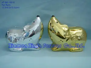 ceramic chrome mouse figurine and coin bank