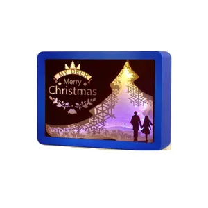 Beautiful Paper Cut Light Box Night Light Templates Laser Cut Best ChristmasTheme Christmas Day Gift Led night light