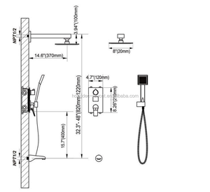 Led hiển thị kỹ thuật số treo tường vòi hoa sen <span class=keywords><strong>Mixer</strong></span> van đánh bóng Brass vòi tĩnh nhiệt Chrome bề mặt hoàn thiện van gốm - Product Image 6