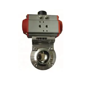 AISI304/316L 두 배 임시 알루미늄 Actuator 에이터를 가진 압축 공기를 넣은 나비 벨브 DN100