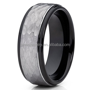 Anillo de tungsteno martillado para hombre, <span class=keywords><strong>Eaby</strong></span> Wish, productos en oferta, bordes escalonados de 8mm - Product Image 1