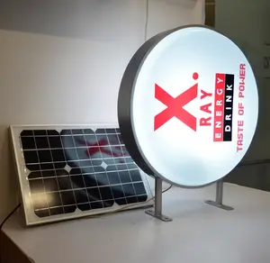 新的太阳能led路灯盒圆形照明酒吧标志