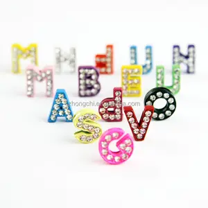 Groothandel Zilveren Strass Griekse Alfabet Slide Bedels Voor 8Mm Armband En Riemen Aangepaste Gepersonaliseerde Slide <span class=keywords><strong>Charms</strong></span> - Product Image 2