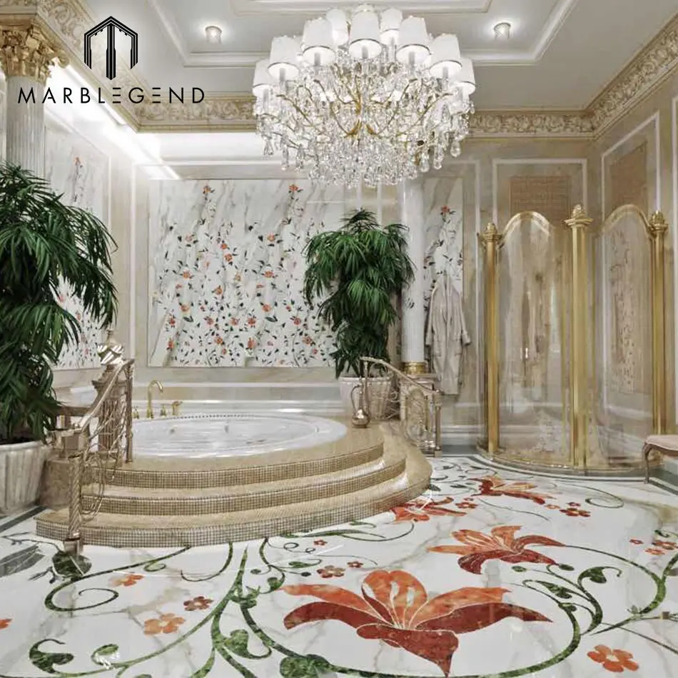 PFM anpassen Projekt Wasserstrahl Marmor Boden muster Design Luxus Villa Haus 3d max Innen architektur Service