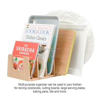 Étagère pour assiettes, support pour couvercles de casseroles en bambou, organisateur pour le rangement dans les armoires ou les comptoirs de cuisine et les placards