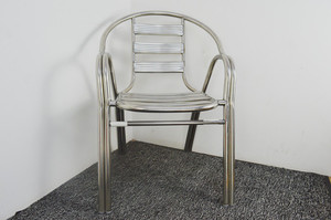 Al aire libre sillón doble tubo aluminio 7-Slat <span class=keywords><strong>apilable</strong></span> jardín brillo de metal Bistro silla - Product Image 4