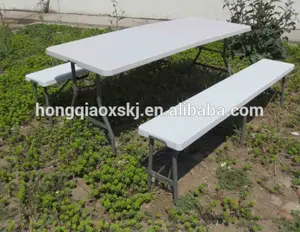 6 pies plegable al aire libre de banco, mesa plegable de plástico conjunto, banco de picnic hq-xzd183