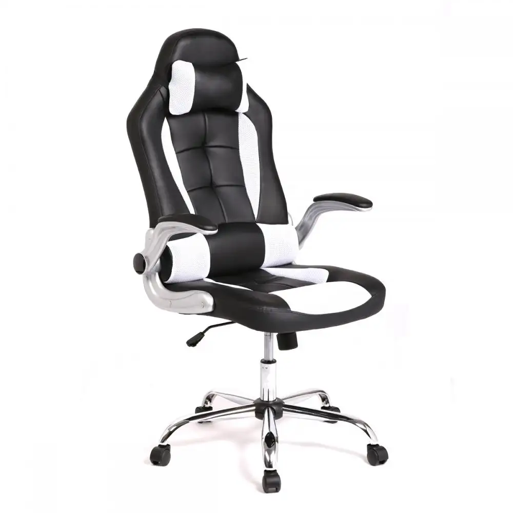 Ergonomische stoel zwart gaming en wit Lederen bureau stoel