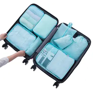 7pcs 가방 주최자 나일론 메쉬 방수 가방 세트 여행 수하물 가방 세트 포장 큐브 스토리지 가방 세트