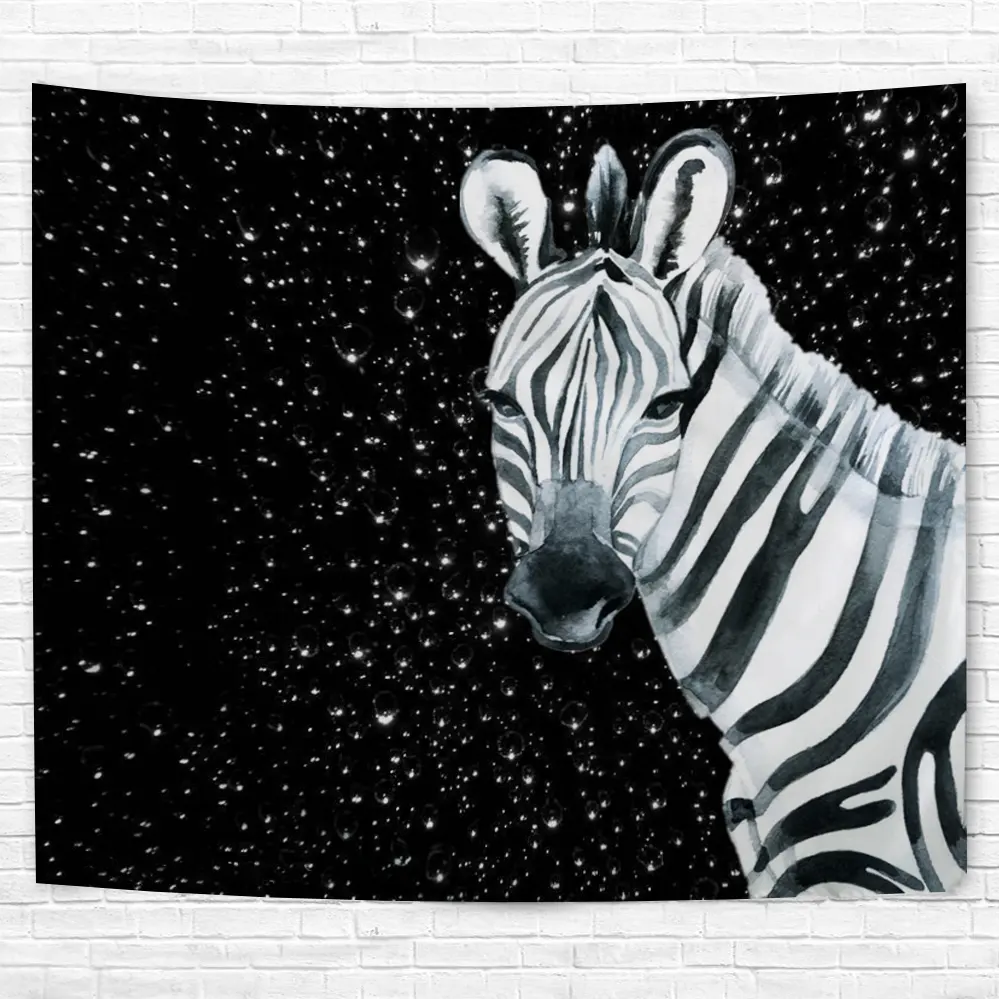 Psychedelic Zebra Handpainting Mandala Wall Hanging Animal Printed Tapestry
