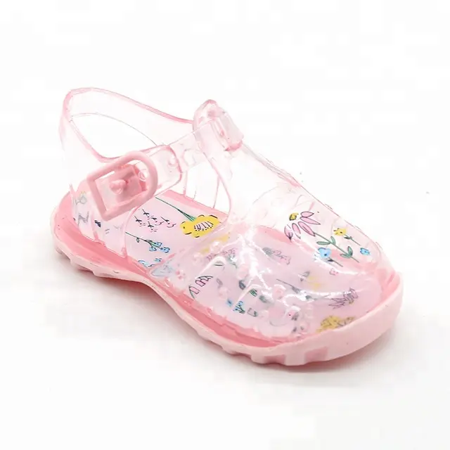 PinkTransparent Logo Personalizzato PVC Pattini Della Gelatina Bambini Sandali Della Gelatina di Modo