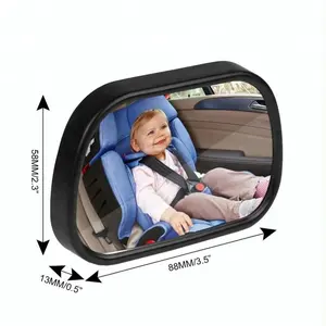 มินิความปลอดภัยรถกลับที่นั่งเด็กดูกระจก 2 ใน 1 ปรับเด็กด้านหลังนูนกระจกมองหลังรถเด็กทารก Monitor