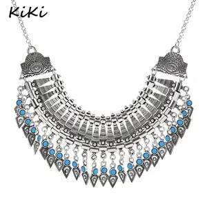 >>>New Bohemian Fringe Tassel Collar Statement Necklace Vintage Boho Gypsy Silver Festival Turkish Ethnic Chunky Necklace