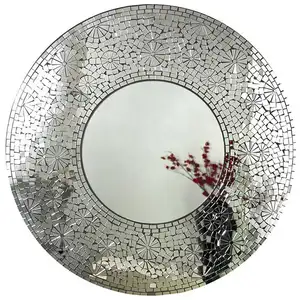 YIXIN-miroir rond en mosaïque de mer, miroir mural en mosaïque de verre pour salle de bain, pour la décoration de la maison, vente en gros