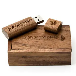 Logo Kustom Ramah Lingkungan Kayu USB 3.0 1TB 2TB Stik Memori Flash