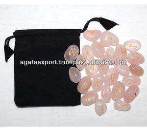 Juego de Runas de cuarzo rosa africano al por mayor artesanías de piedra semipreciosa de primera calidad - Product Image 1