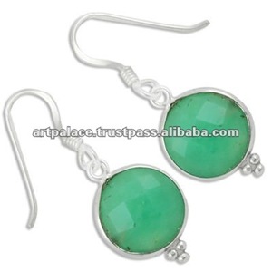 ต่างหูเงินแฮนด์เมดแท้ Chrysoprase 925 สเตอร์ลิง เครื่องประดับ โซลูชั่นการออกแบบที่แม่นยําระดับต้น ๆ - Product Image 1
