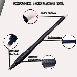 Pena tato pisau tebori manual sekali pakai, pena tato pisau tebori manual 18u 0.18 0.15mm label pribadi pena microblading