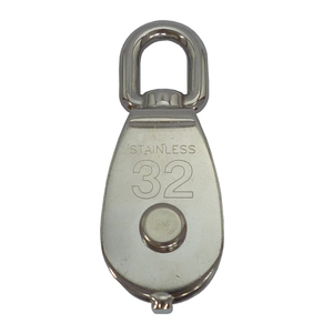 Poulie à câble simple en acier inoxydable poli de marque HM SS0177 pour câble métallique de 10 mm et applications marines - Product Image 1