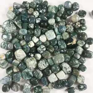 Wholesale Rough Natural Moss Agate Square Crystals Tumbled Stone For Home Decoration